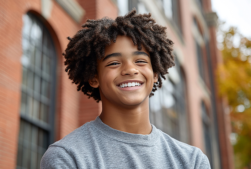 Young man with a beautiful smile thanks to his Invisalign treatment